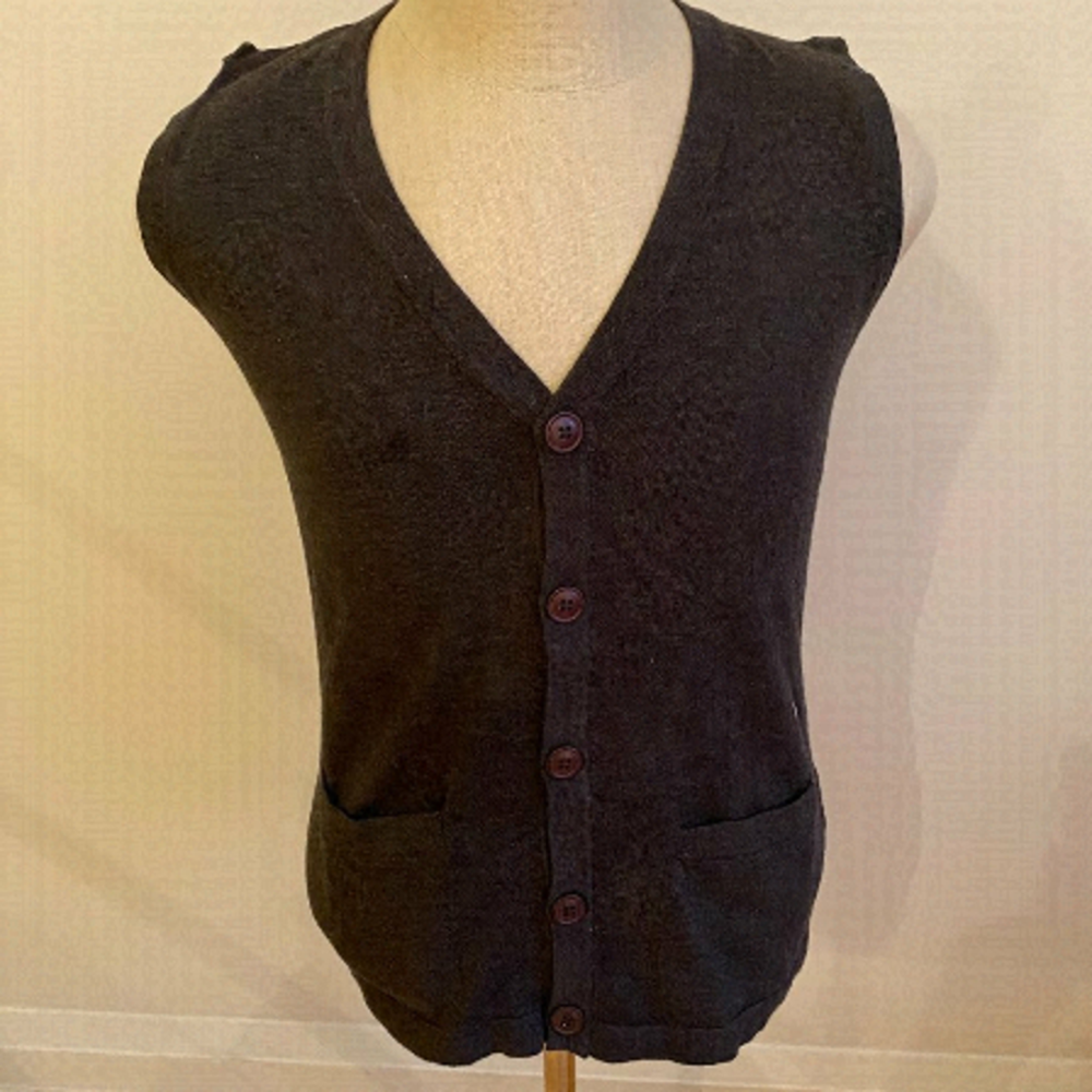 SOUL Of London Sweater XL Vest BNWOT Mens New Slim Gray Button Down